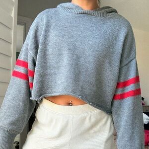 Cropped Varsity Style Hoodie
